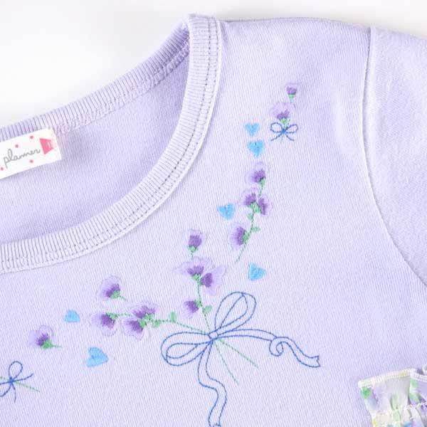 甜豌豆花紋雪紡拼接T恤(100~130)