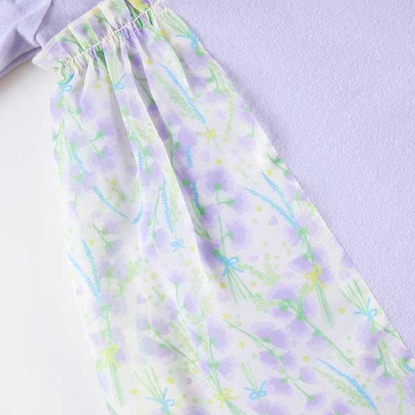 甜豌豆花紋雪紡拼接T恤(100~130)