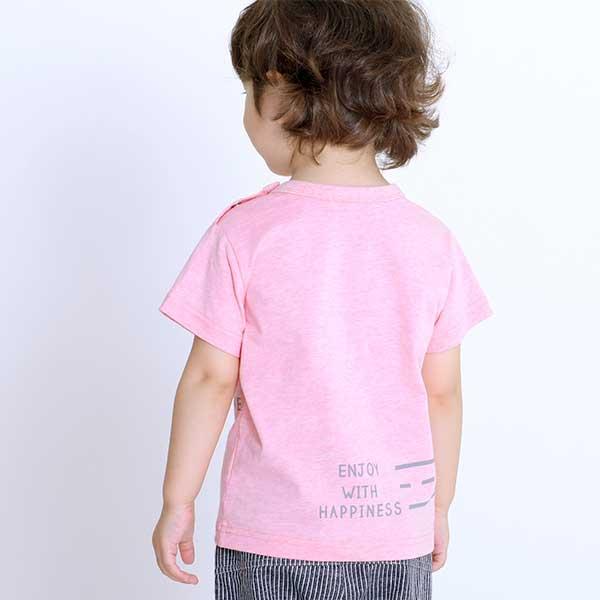 帶車車口袋彩色混紡短袖T恤(80~90)