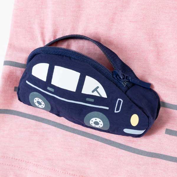 帶車車口袋彩色混紡短袖T恤(80~90)