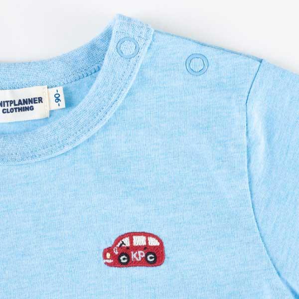 帶車車口袋彩色混紡短袖T恤(80~90)