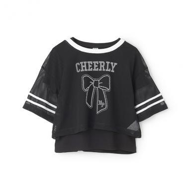 蝴蝶結網眼T恤套裝