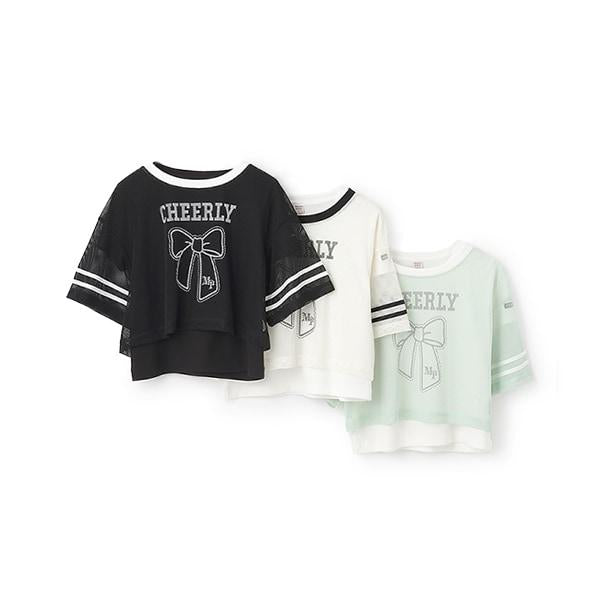 蝴蝶結網眼T恤套裝