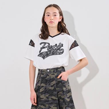 【接觸冷感】蕾絲貼布繡標刺繡T恤