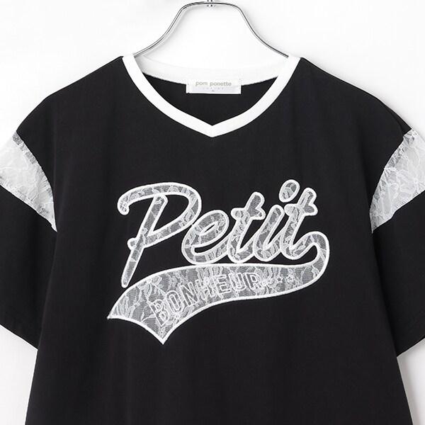 【接觸冷感】蕾絲貼布繡標刺繡T恤