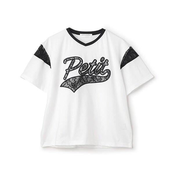 【接觸冷感】蕾絲貼布繡標刺繡T恤