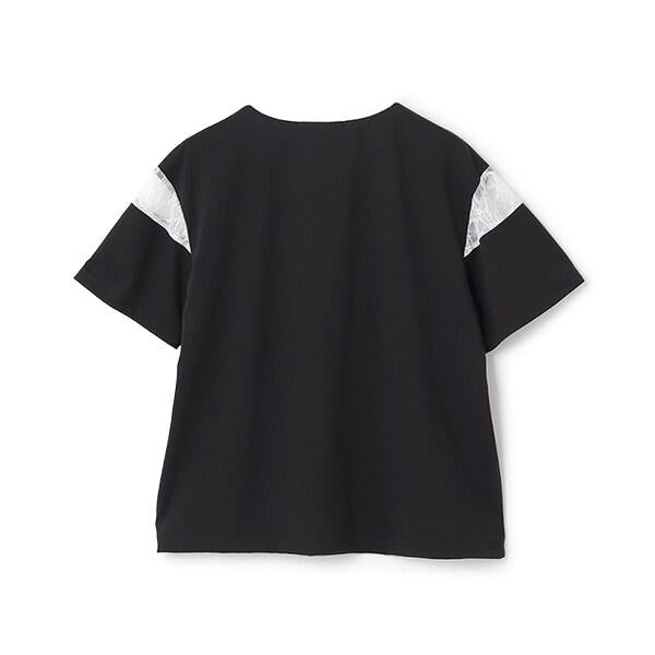 【接觸冷感】蕾絲貼布繡標刺繡T恤