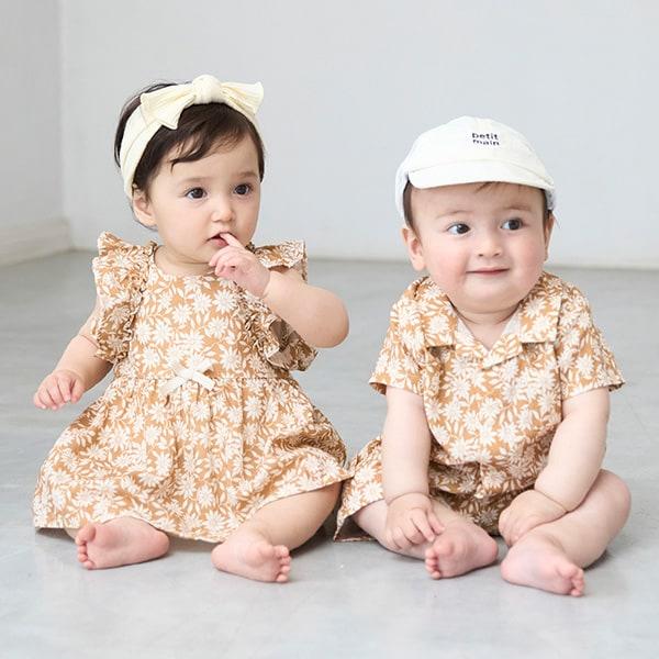 花卉圖案褶皺連衣裙(嬰兒)