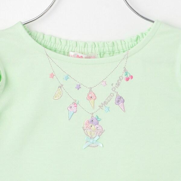 項鍊刺繡露肩兩穿短袖T恤