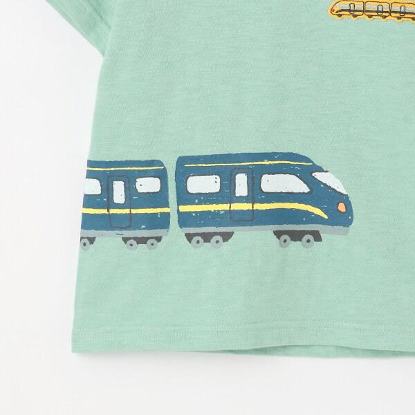 電車印花竹節棉短袖T恤