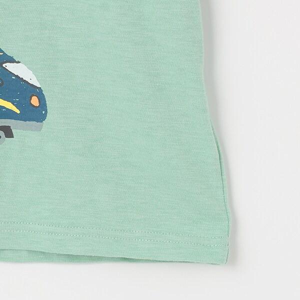 電車印花竹節棉短袖T恤