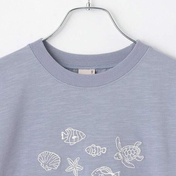 【接觸冷感】海洋刺繡短袖T恤(青少年款)