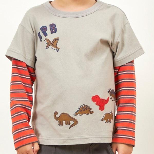 KPBOY 條紋與純色天竺拼接層疊風長袖T恤(80~120)