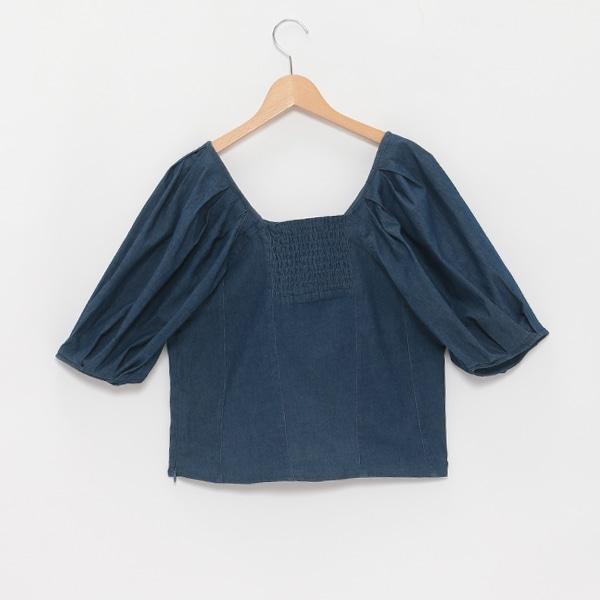 【LADIES】泡泡袖牛仔長款上衣