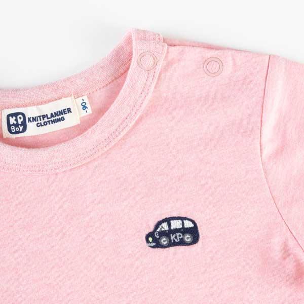 帶車車口袋彩色混紡短袖T恤(80~90)