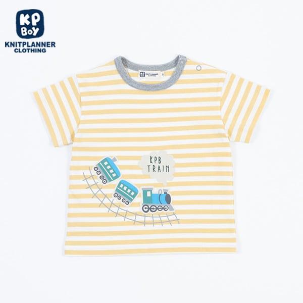 汽車印花貼布條紋T恤(80~90)