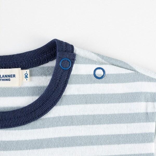 汽車印花貼布條紋T恤(80~90)