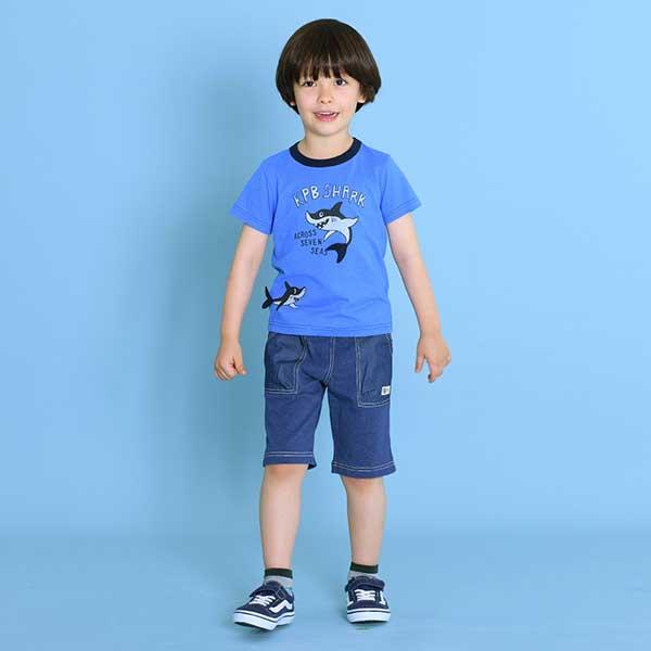 鯊魚圖案短袖T恤(100~130)