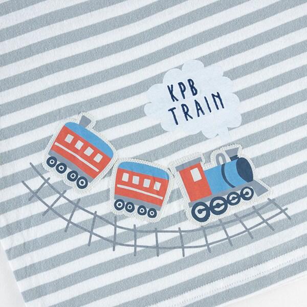 汽車印花貼布條紋T恤(80~90)