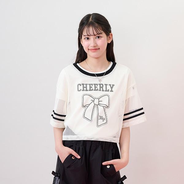 蝴蝶結網眼T恤套裝