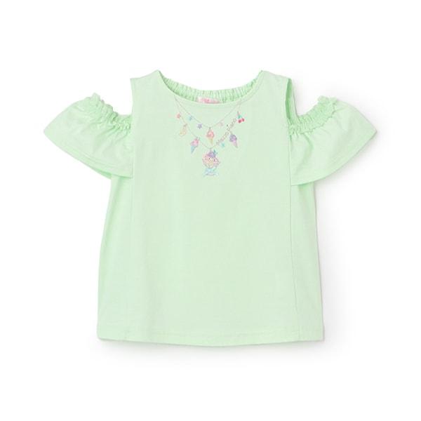 項鍊刺繡露肩兩穿短袖T恤