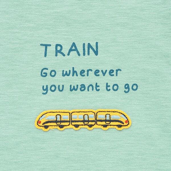 電車印花竹節棉短袖T恤
