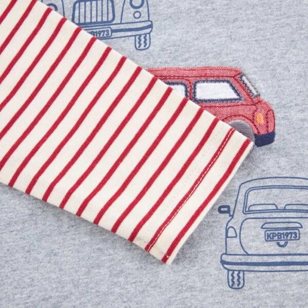 KPBOY 汽車圖案袖子條紋長袖T恤(80~140)