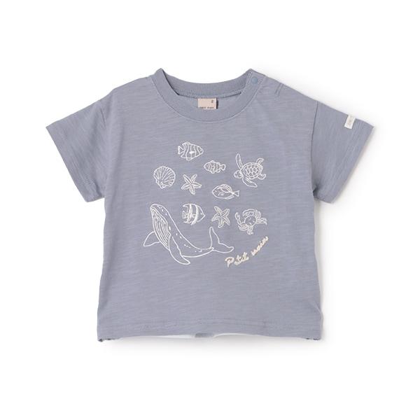 【接觸冷感】海洋刺繡短袖T恤(兒童尺碼)