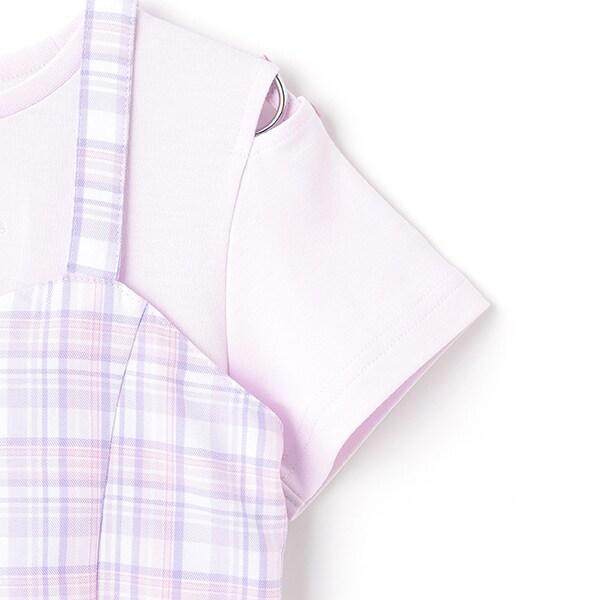 格紋吊帶背心&短袖T恤套裝