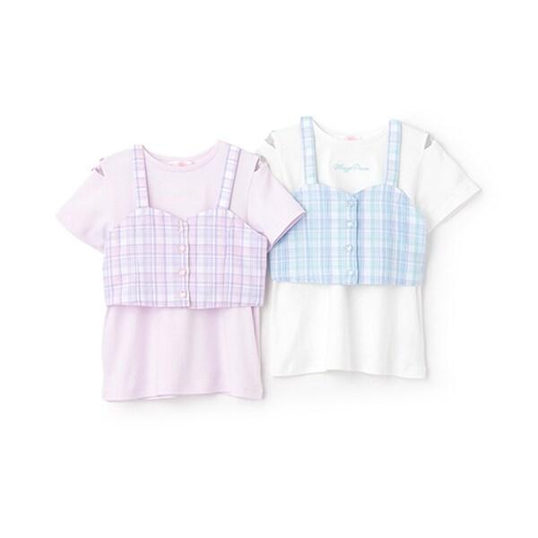 格紋吊帶背心&短袖T恤套裝