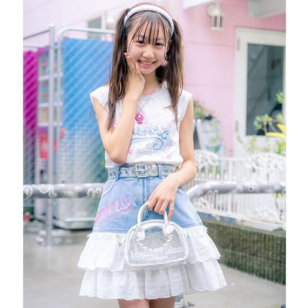 復刻♪ 牛仔拼接蕾絲甜美半身裙