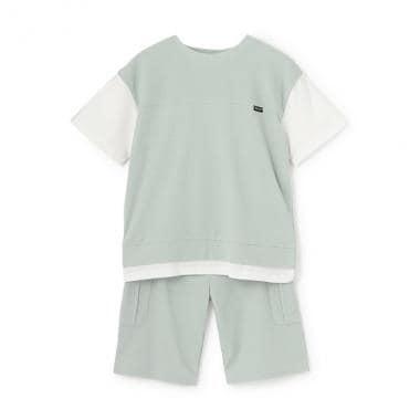 【接觸冷感】拼接休閒套裝(青少年)