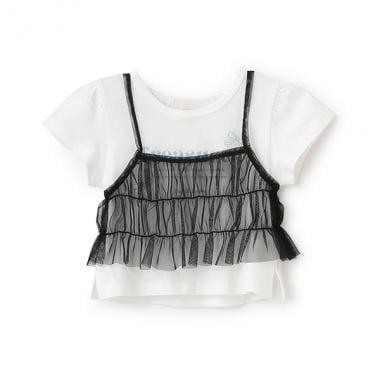 吊帶薄紗胸衣×短袖T恤