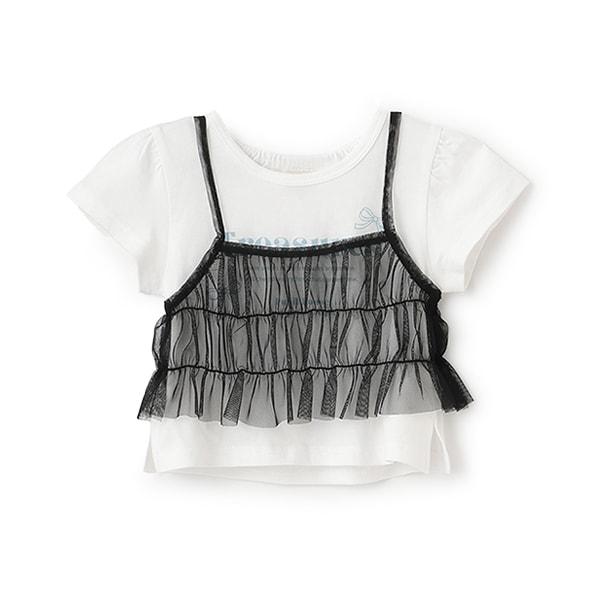 吊帶薄紗胸衣×短袖T恤