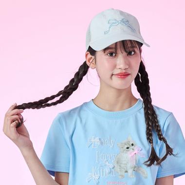 【冷感】蝴蝶結刺繡網眼帽