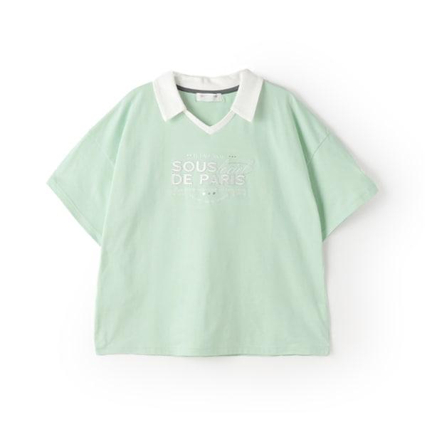 【防汙處理】翻領開襟字母T恤