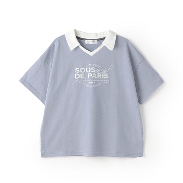 【防汙處理】翻領開襟字母T恤