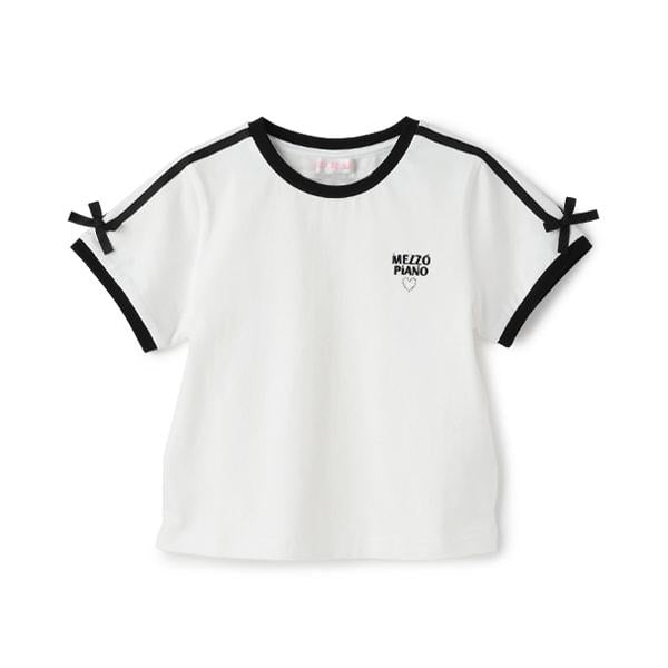 袖部條紋蝴蝶結短袖T恤