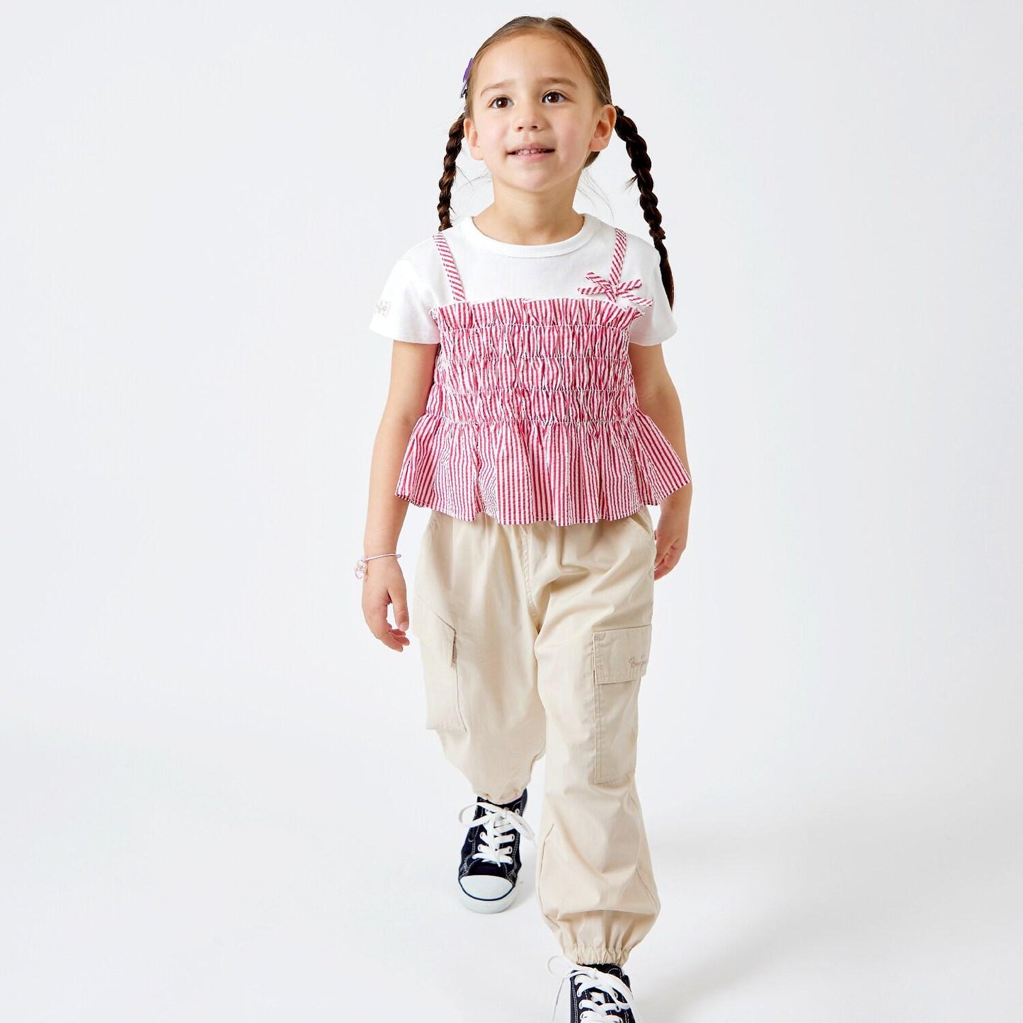 足球條紋吊帶拼接T恤