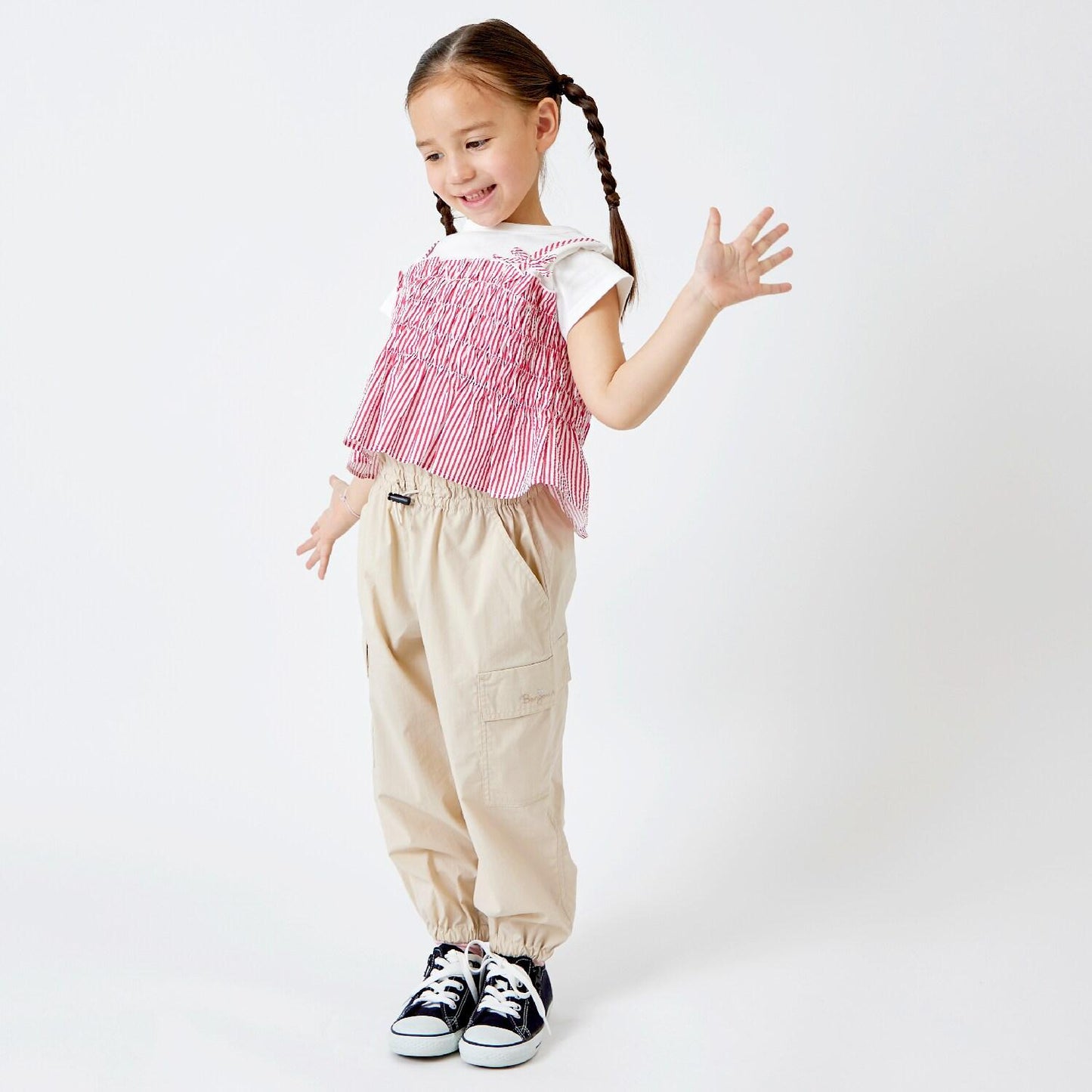 足球條紋吊帶拼接T恤