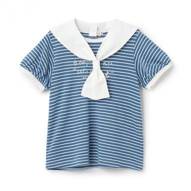 可拆卸水手領條紋T恤