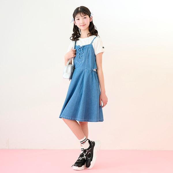 【接觸冷感】側開衩繫帶吊帶裙套裝