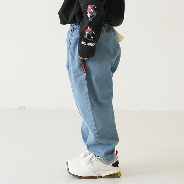 【爸爸同款】褶皺寬鬆牛仔錐形褲