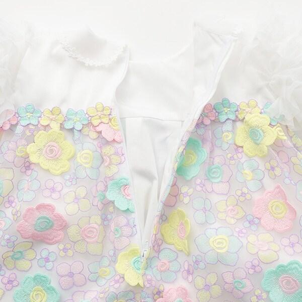 花卉刺繡蕾絲連衣裙
