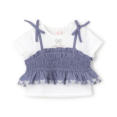 鏤空刺繡拼接長款上衣