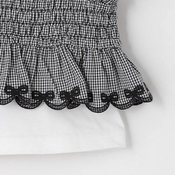 鏤空刺繡拼接長款上衣