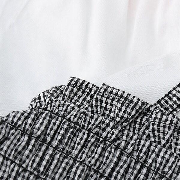 鏤空刺繡拼接長款上衣