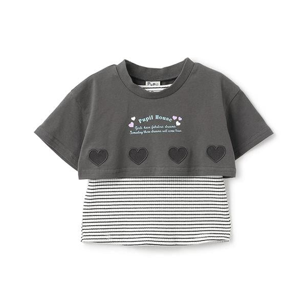 短款短袖T恤×背心