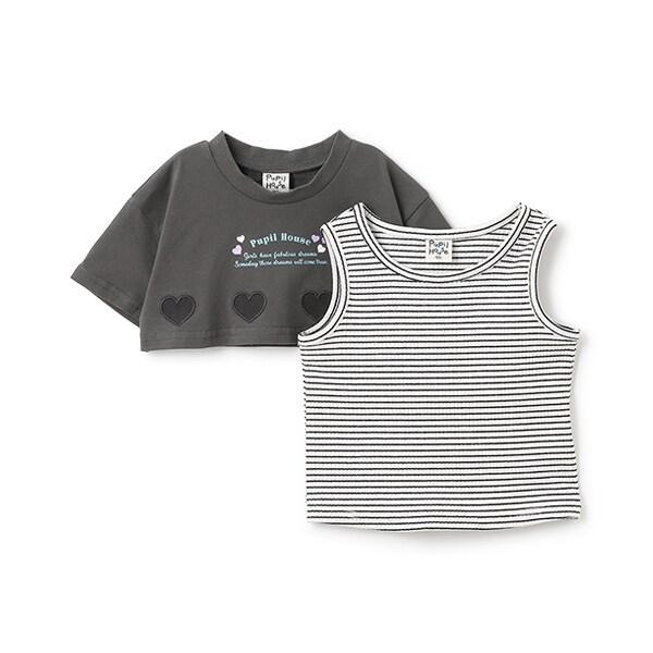 短款短袖T恤×背心