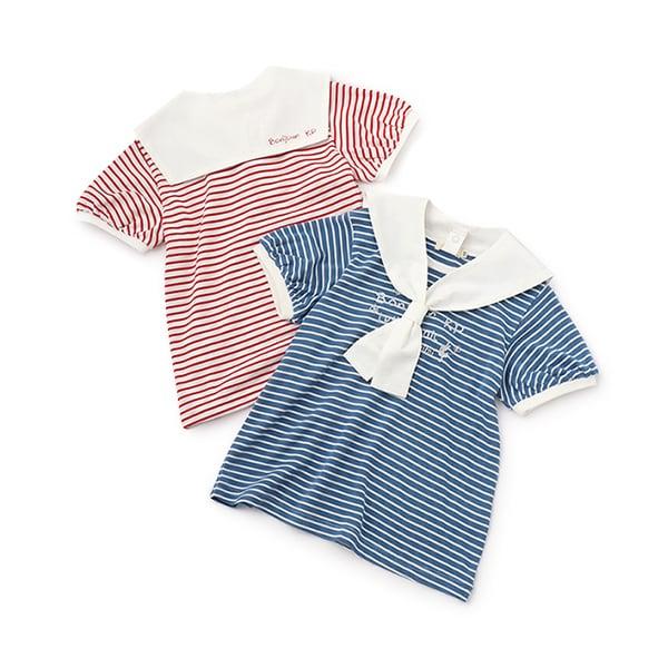 可拆卸水手領條紋T恤